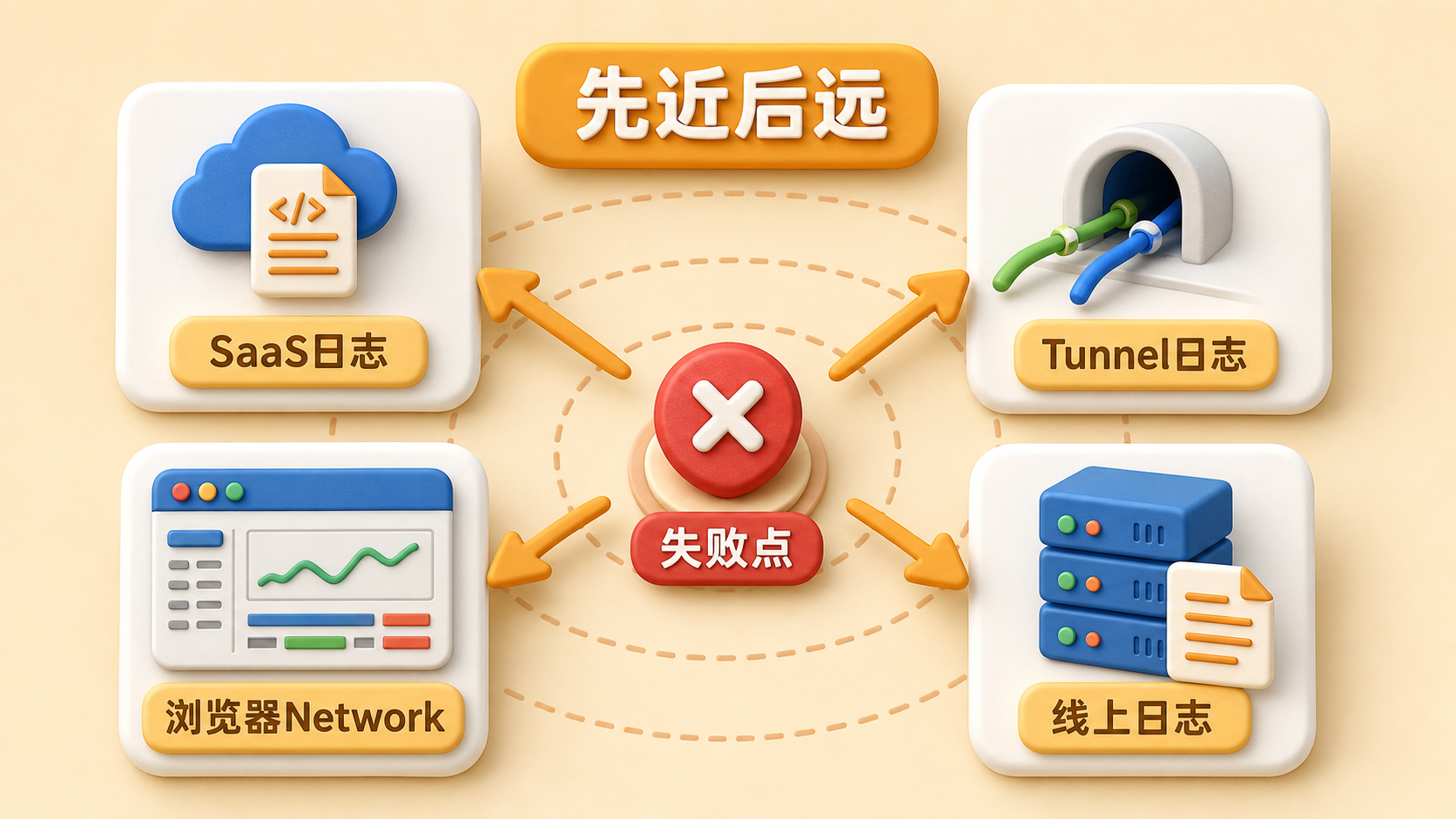 按失败点选择日志和 Network 入口