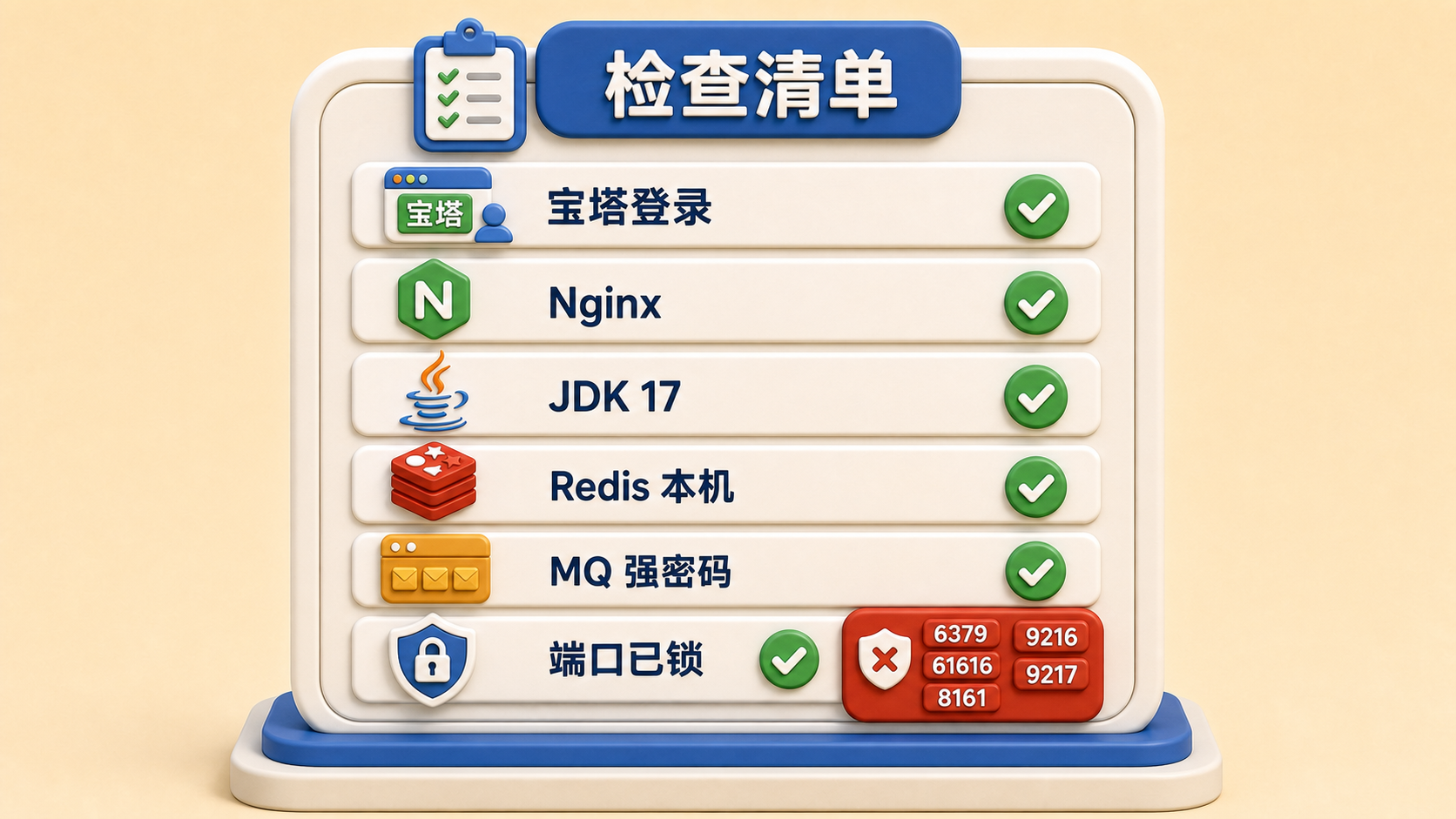 服务器基础环境完成检查清单