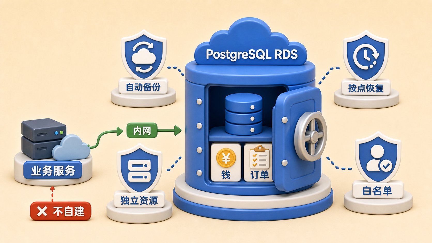 PostgreSQL RDS 承载钱和订单
